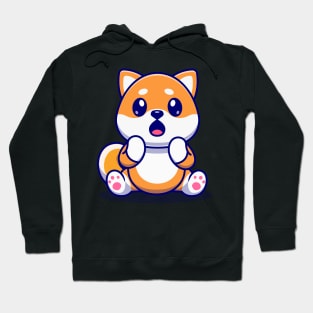 Cute Shiba Inu Dog Surprised Cartoon Hoodie